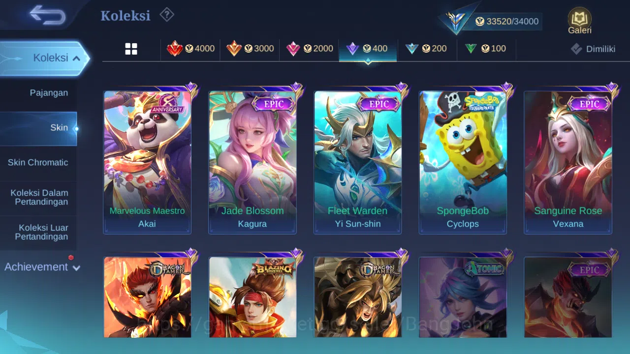 Mobile Legends: Bang Bang Accounts Hero 131 | skin 193 | kof karina | spongebob cyclo image 13