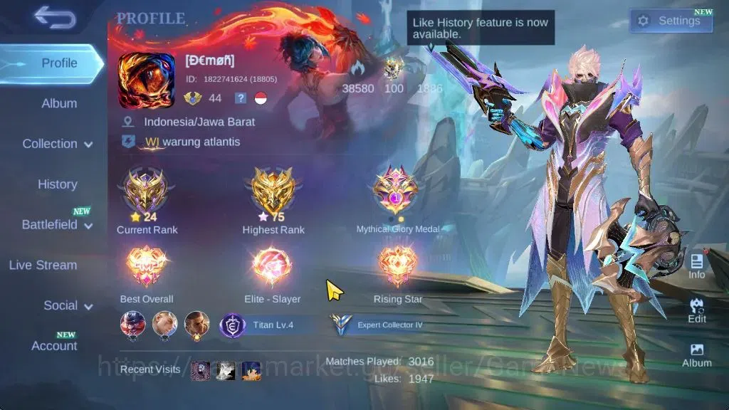Mobile Legends: Bang Bang Accounts Others Hero 78|Skin 134|Highest Glory 75|Zodiac Hilda|Lightborn Alucard|9 1
