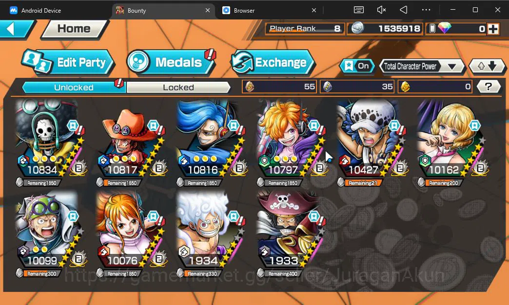 One Piece Bounty Rush Accounts Global | 3 META EX | Trafalgar Law, Four Emperor M image 5