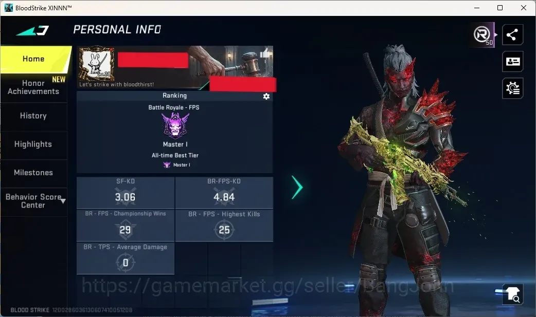 Blood Strike Accounts High-End ASIA|Eternal Gun:Galil-Noxdra|Ultra Gun:URB-NeonShard|7 Legendary Gun|Check SS BS3706B 1