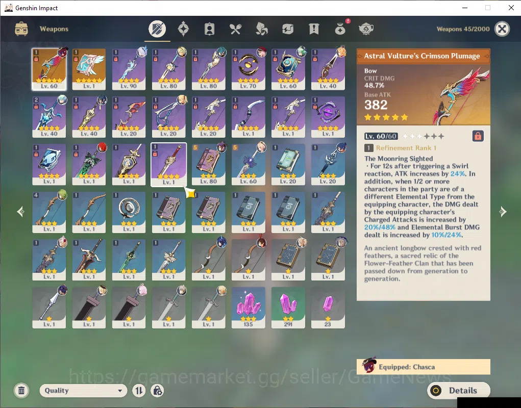 Genshin Impact Accounts ASIA|AR 50|3 Limited +2(*5Weapon)|Chasca+Sign,Skir image 11