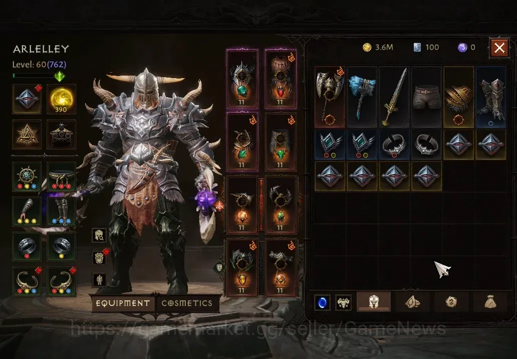 Diablo Immortal Accounts High-End SA-Oza|CS ON|Lv60(390)|Barbarian|CR 2k|Reso 600|Paragon Vanquisher|INFERNO VII|Take 4