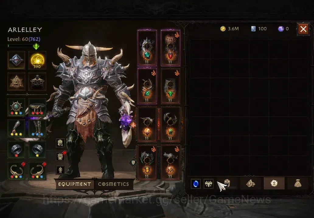 Diablo Immortal Accounts High-End SA-Oza|CS ON|Lv60(390)|Barbarian|CR 2k|Reso 600|Paragon Vanquisher|INFERNO VII|Take 9