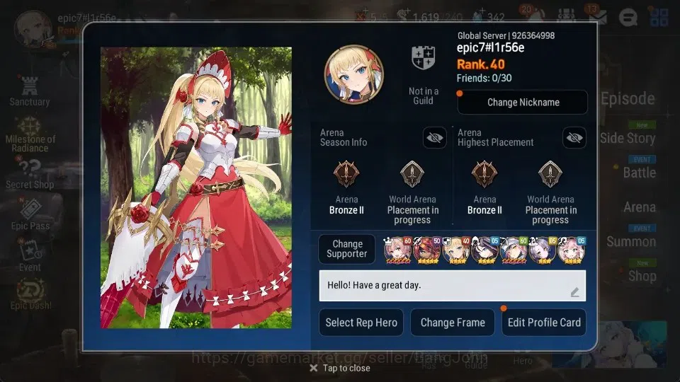 Epic Seven Accounts High-End Global Unverif |4 ML(TR Elvira,Zio,MA Ken,Sage Baal & Sezan)|SS 342|Stigma 98.8K| |LoAg 1