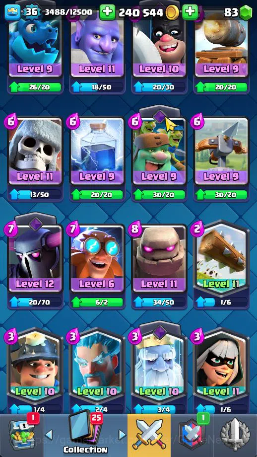 Clash Royale Accounts Midgame Lv 36|Trophy 7326|KTL 12|Limited Skin|Card 120| 1 HERO 5 EVO 7 Champ 21 Legendary 33 Epic 30 10