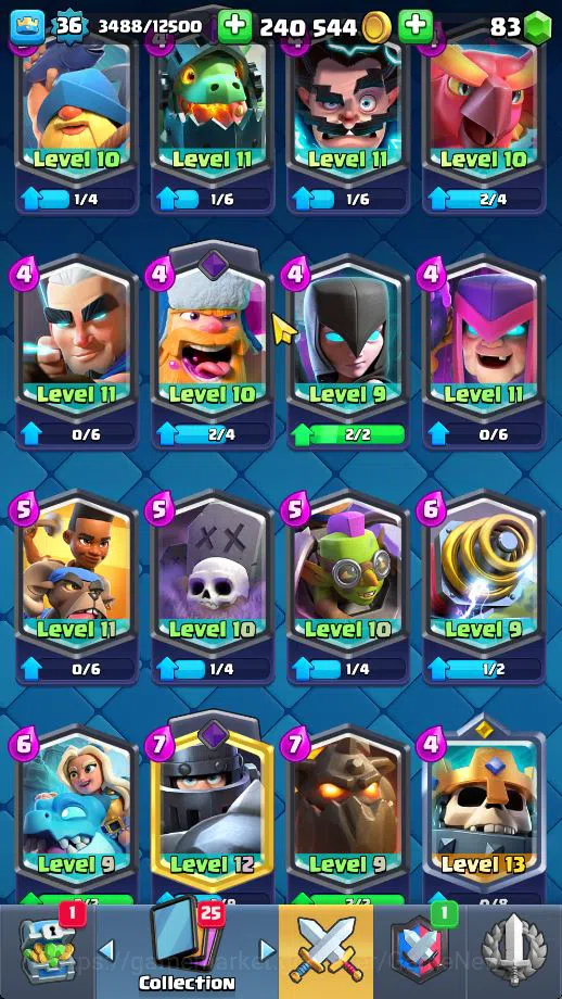 Clash Royale Accounts Midgame Lv 36|Trophy 7326|KTL 12|Limited Skin|Card 120| 1 HERO 5 EVO 7 Champ 21 Legendary 33 Epic 30 11