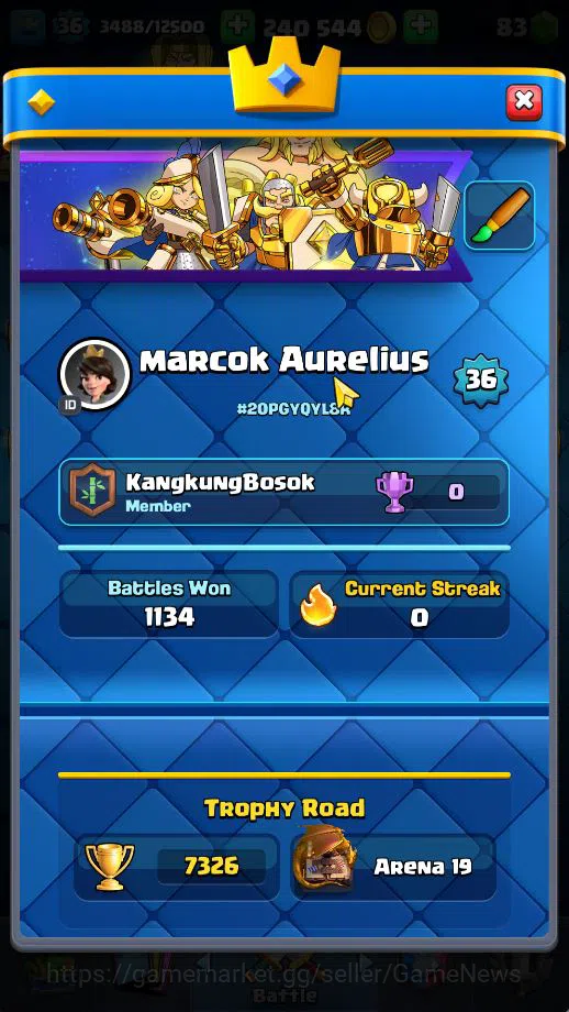 Clash Royale Accounts Midgame Lv 36|Trophy 7326|KTL 12|Limited Skin|Card 120| 1 HERO 5 EVO 7 Champ 21 Legendary 33 Epic 30 2