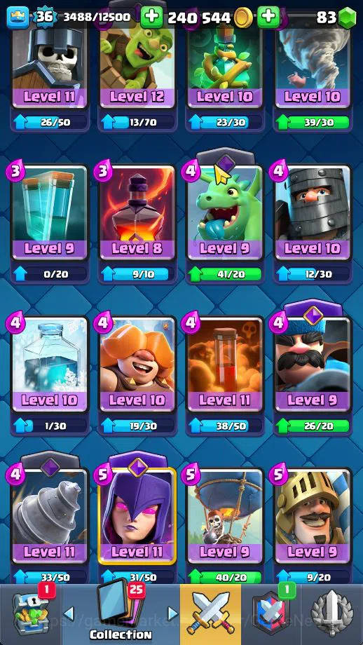 Clash Royale Accounts Midgame Lv 36|Trophy 7326|KTL 12|Limited Skin|Card 120| 1 HERO 5 EVO 7 Champ 21 Legendary 33 Epic 30 9