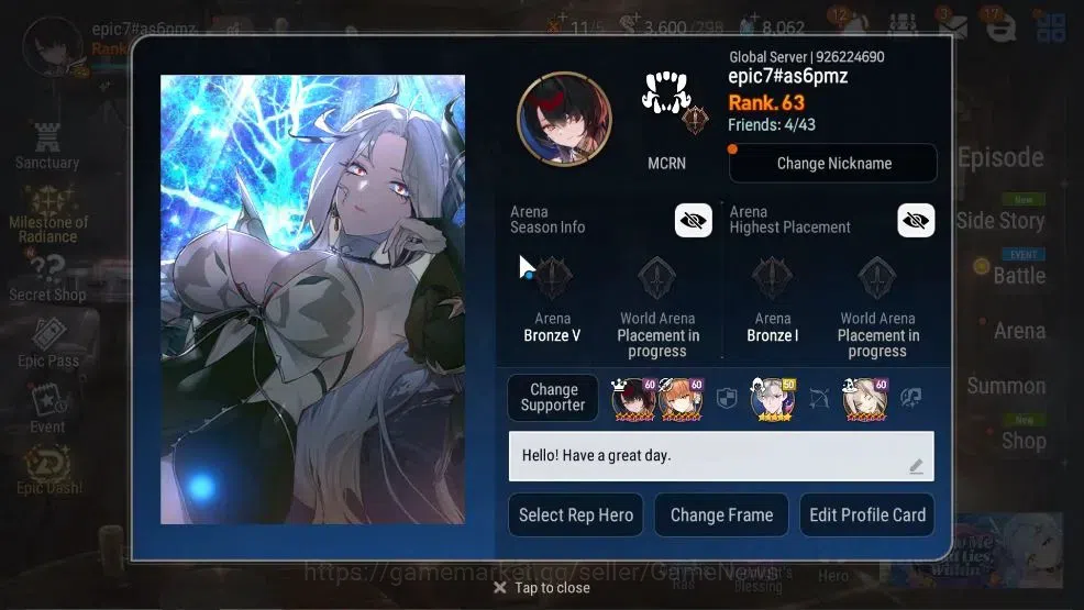 Epic Seven Accounts GLOBAL UnVerif|8 ML(HarSeti,LC belona,BysHwayung,E image 2