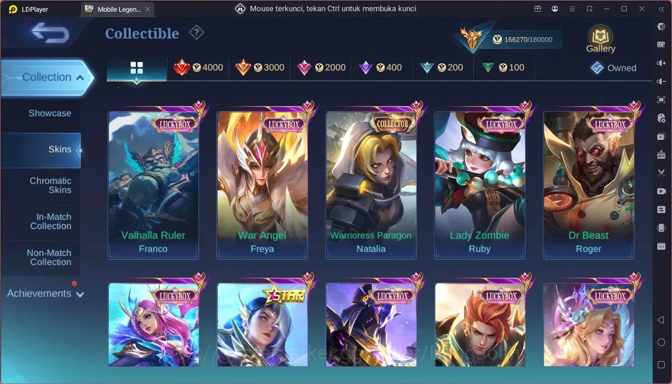 Mobile Legends: Bang Bang Accounts Collector Global|Hero 132|Skin452|Mega|Legend Franco|ASP Lesley,Angela|Ducati Bened|Prime 12
