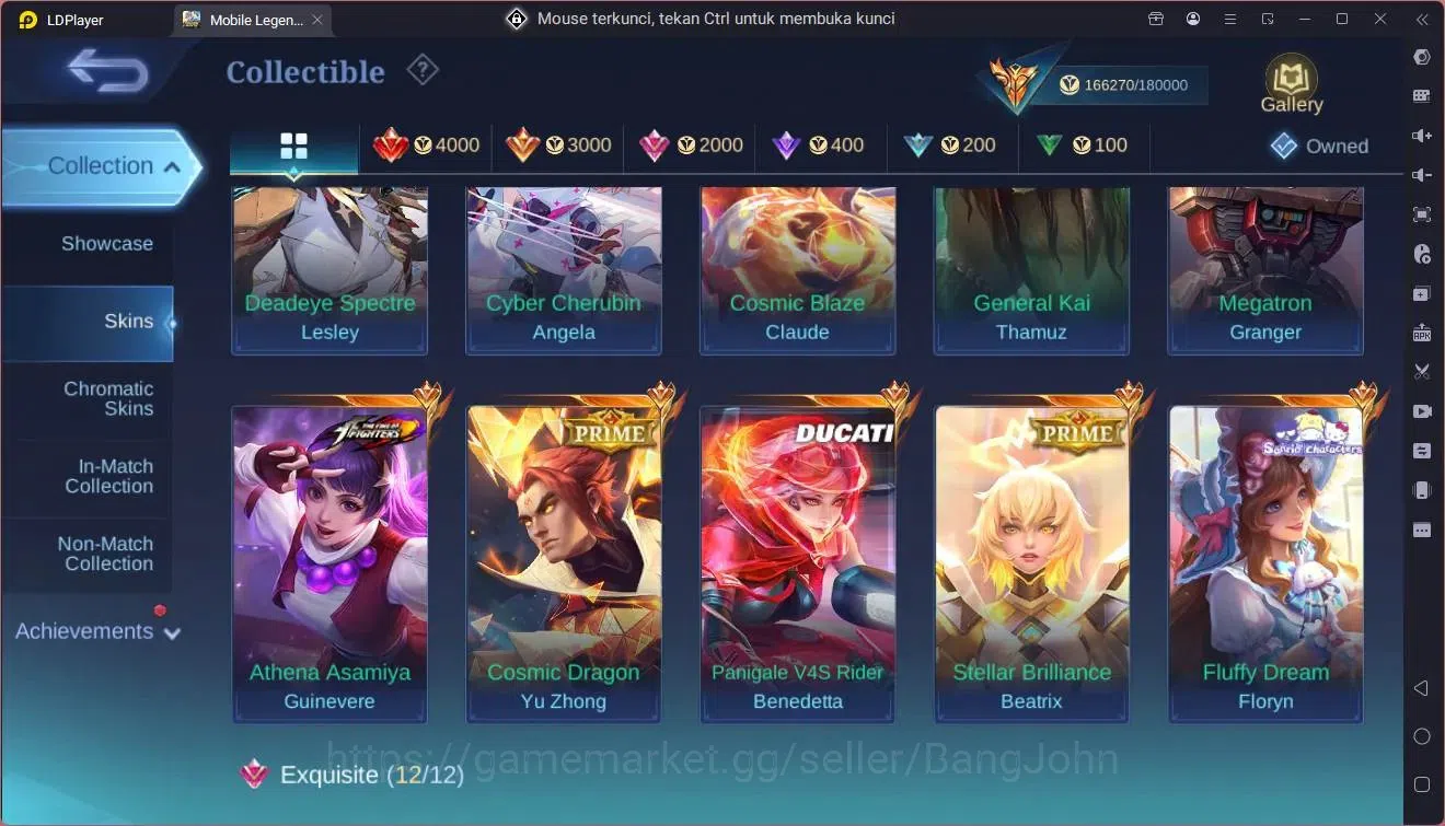 Mobile Legends: Bang Bang Accounts Collector Global|Hero 132|Skin452|Mega|Legend Franco|ASP Lesley,Angela|Ducati Bened|Prime 13