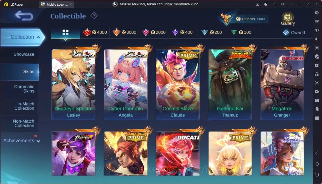 Mobile Legends: Bang Bang Accounts Collector Global|Hero 132|Skin452|Mega|Legend Franco|ASP Lesley,Angela|Ducati Bened|Prime 14