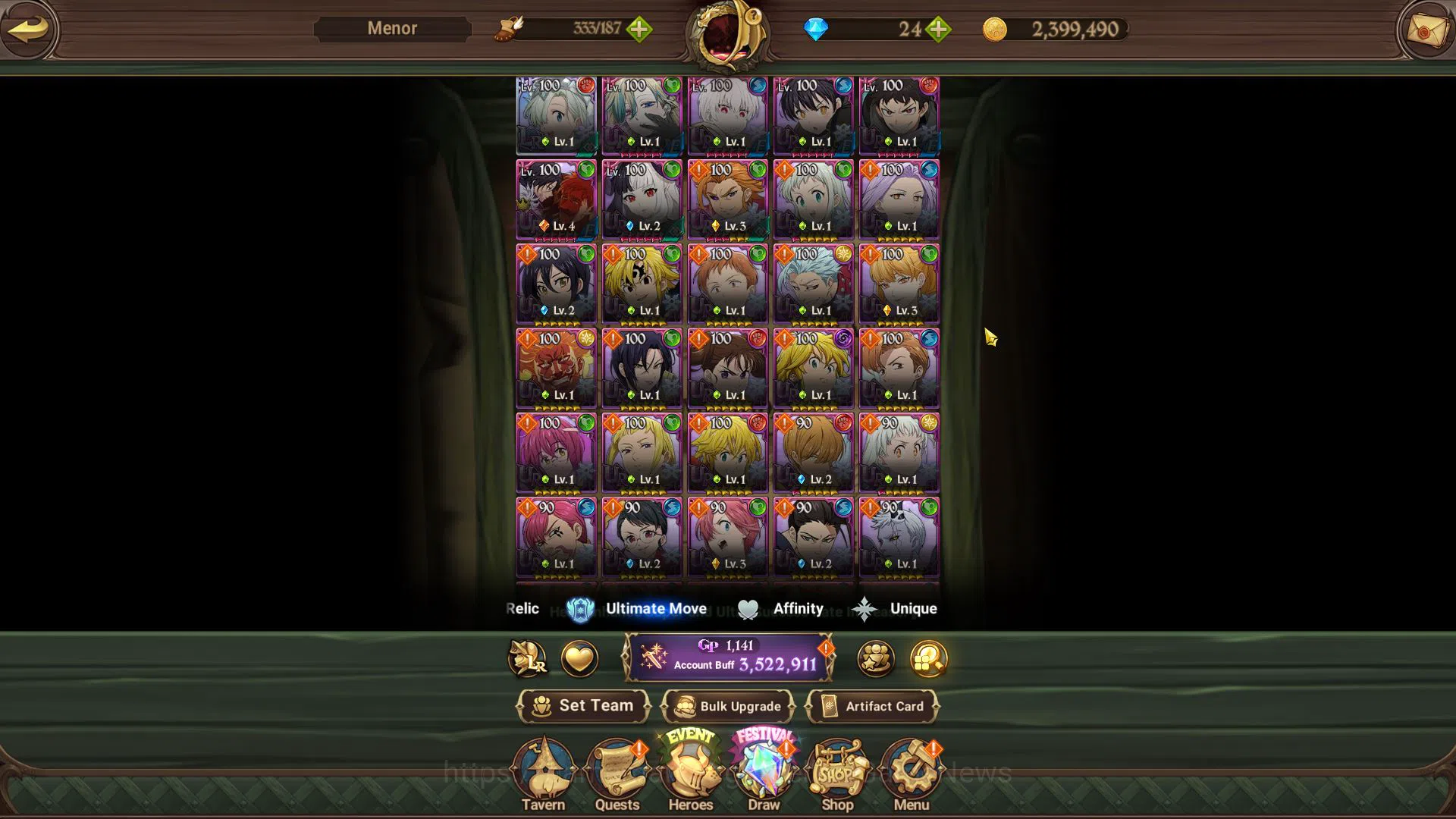 The Seven Deadly Sins: Grand Cross Accounts Midgame Global|3,5M CC|1 LR+4 UR+Collab 5