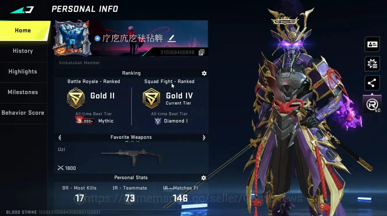 Blood Strike Accounts Others ASIA|ETERNAL ZERO-Odashadow|ULTRA [Zero,Blast,Volt,Origin12,SCAR,etc]|LMT 2