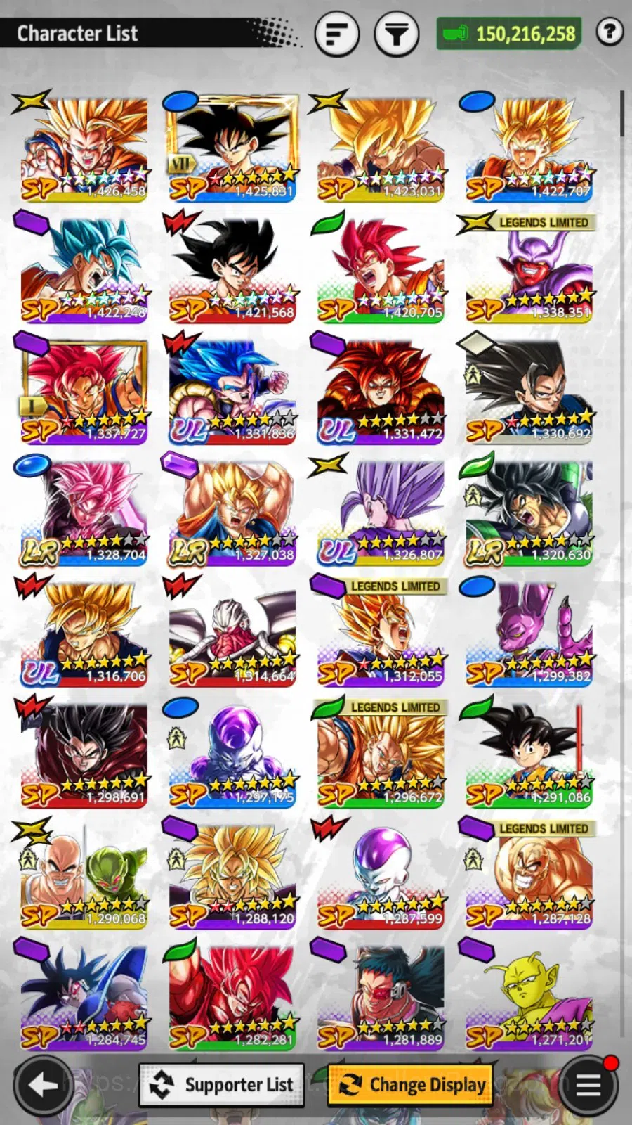 Dragon Ball Legends Accounts High-End Android | Lvl 163|150M Total Power|3 LR|4UL|LR S Vegito,SV Goku,Broly Fury|UL SS4 15