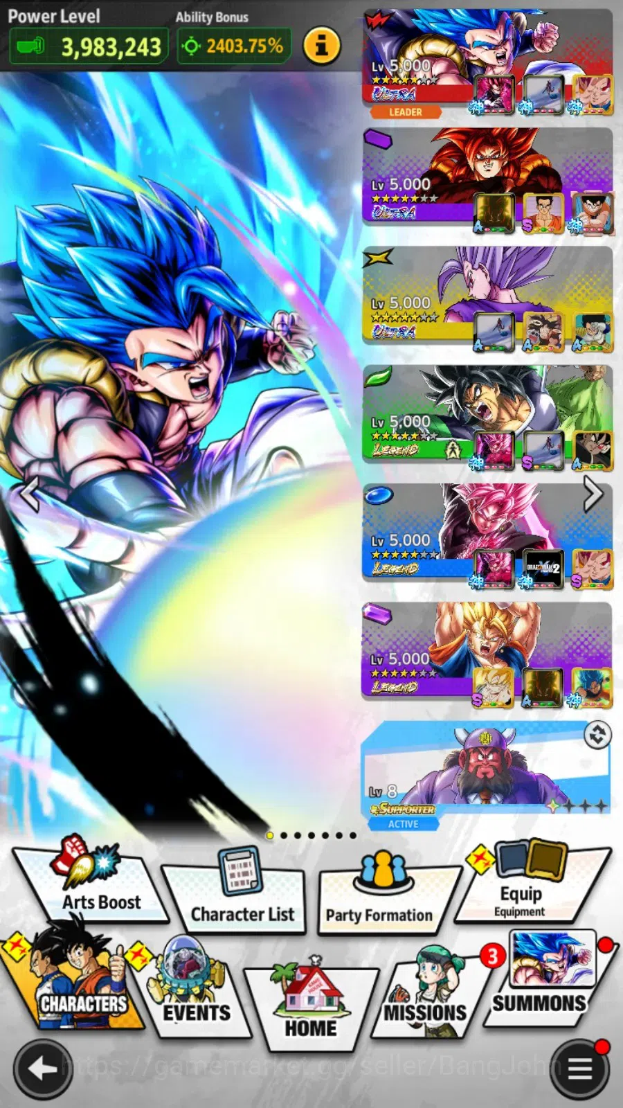 Dragon Ball Legends Accounts High-End Android | Lvl 163|150M Total Power|3 LR|4UL|LR S Vegito,SV Goku,Broly Fury|UL SS4 17