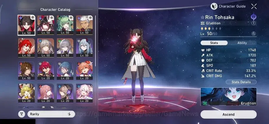 Honkai Star Rail Accounts Others ASIA |TL 40|5 Limited| Rin Tohsaka + Sign, Himeko Nova, Archer, Sparkle, Huohuo |Female 1