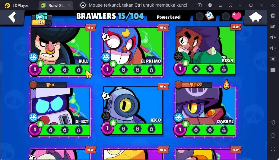 Brawl Stars Accounts Global |1 Max Hypercharge(Edgar)|1 Mythic,1 Epic Skin|615 Thropy|15 Brawler|2382 Bling+76 Gems 6