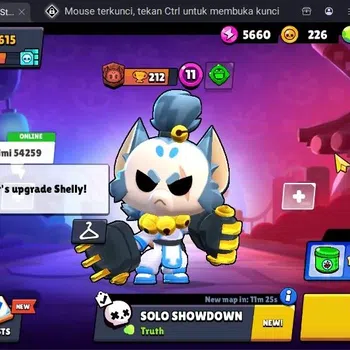 Brawl Stars Accounts Global |1 Max Hypercharge(Edgar)|1 Mythic,1 Epic Skin|615 Thropy|15 Brawler|2382 Bling+76 Gems