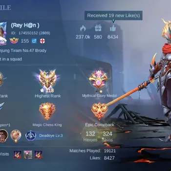 Mobile Legends: Bang Bang Accounts Collector GLOBAL|Hero 132|Skin 324|EX IMO|Renowned|PRIME Beatrix||STUN Brody|STAR