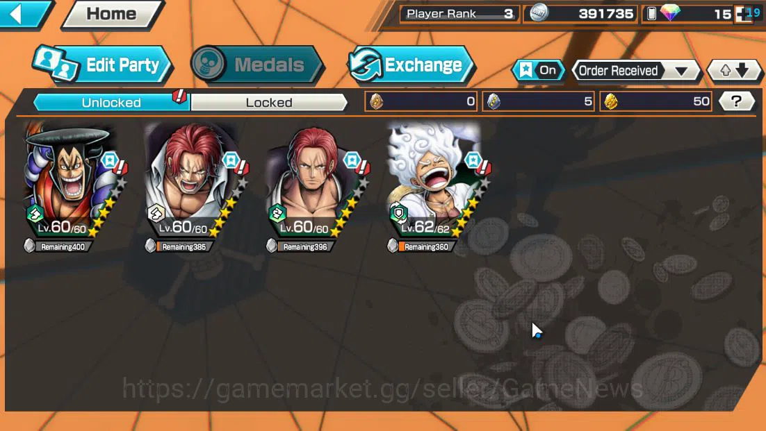 One Piece Bounty Rush Accounts Global|4 EX|Divine Departure Shanks,Film Red Shank image 3