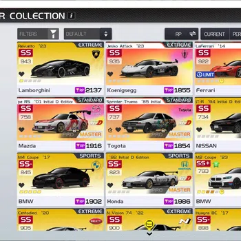 Racing Master Accounts SEA |lv 27| 4 Initial D Car Collab (AE86 STrueno, RX-7 RS, Nissan GTR, NSX-R) etc| 196K Gold | Log