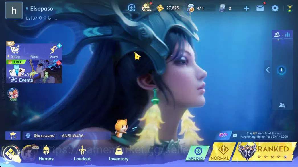 Honor of Kings Accounts Smurf Hero 56 Skin 25|Legend(Lady Sun,Consort Yu,Wukong),Lord of Mysteries Guiguzi,3 Epic,5 2