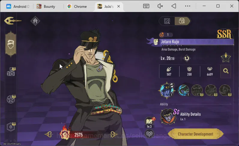 JoJo’s Bizarre Adventure: All Star Battle R Accounts America | 5SSR | Jotaro K, Bruno, Giorno G ETC | Selector On | GUEST 1