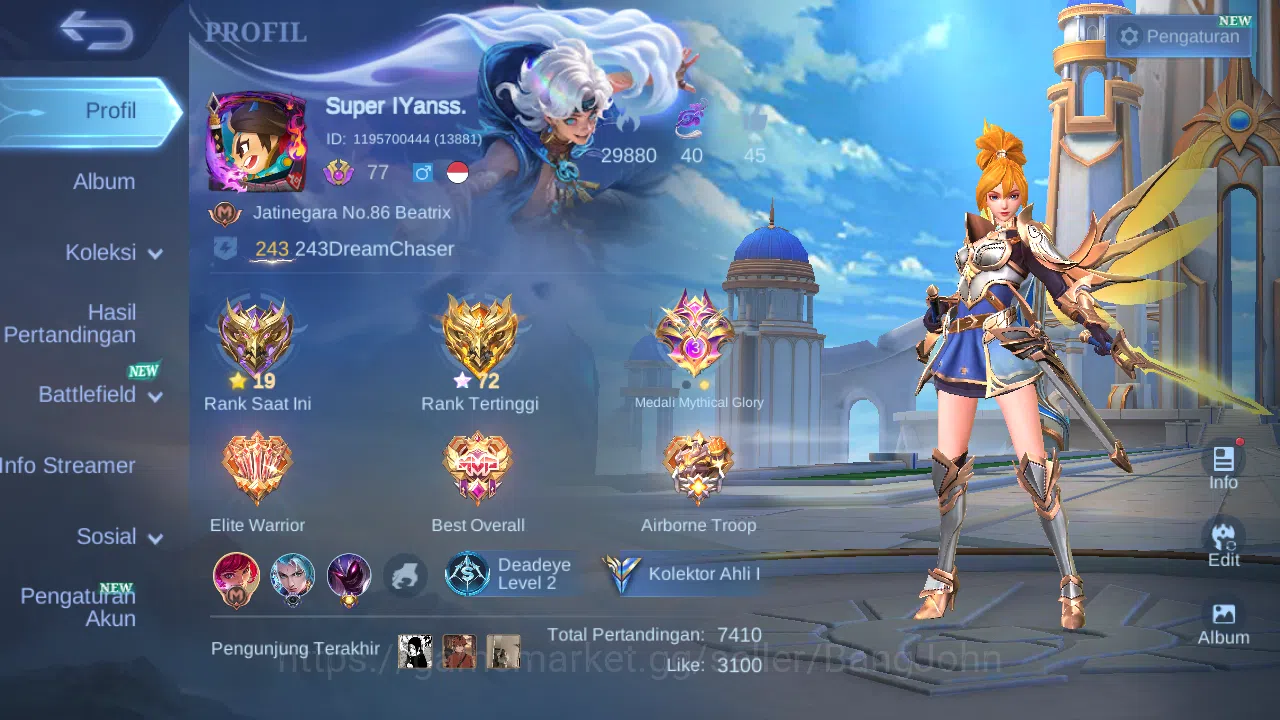 Mobile Legends: Bang Bang Accounts Hero 127 Skin 196 | CC Nata | Lightborn Fanny, Gra image 1