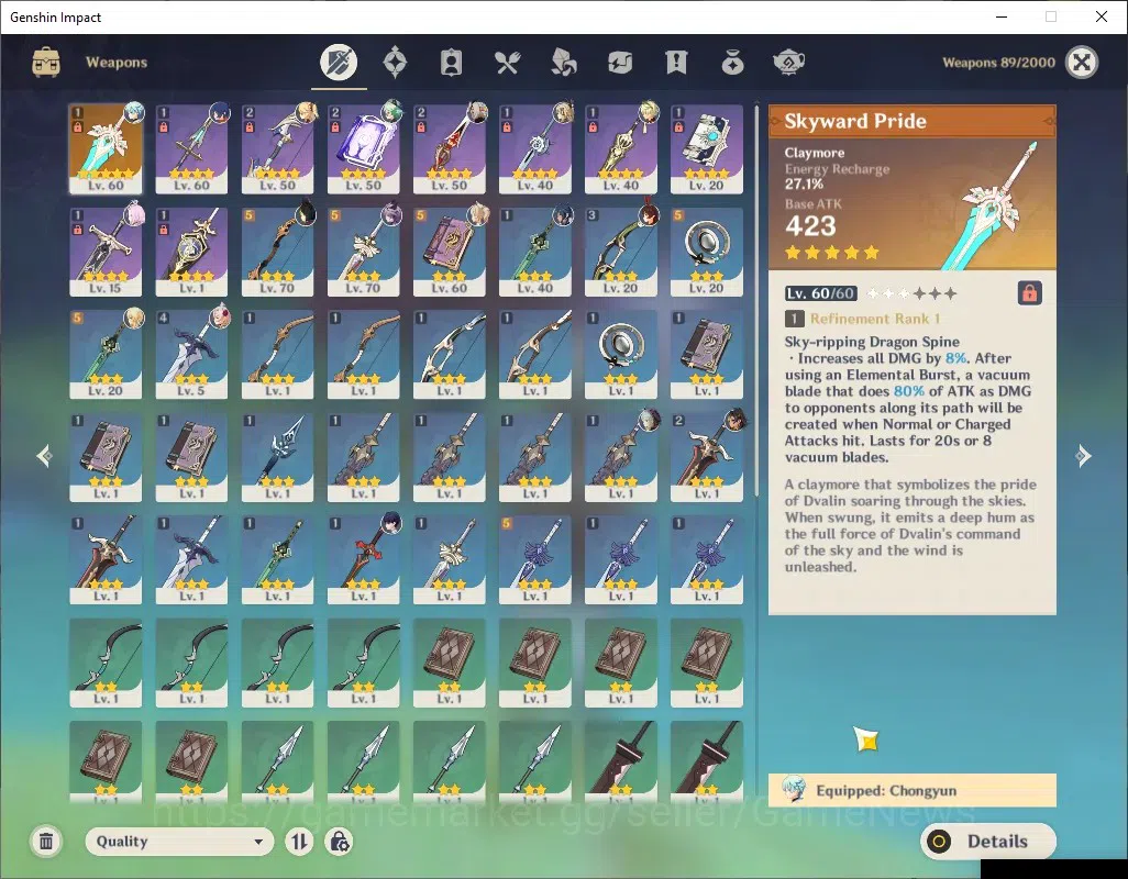 Genshin Impact Accounts ASIA|AR 43|1012 Primogem|1 Limited + 1 (*5Weapon)| image 3