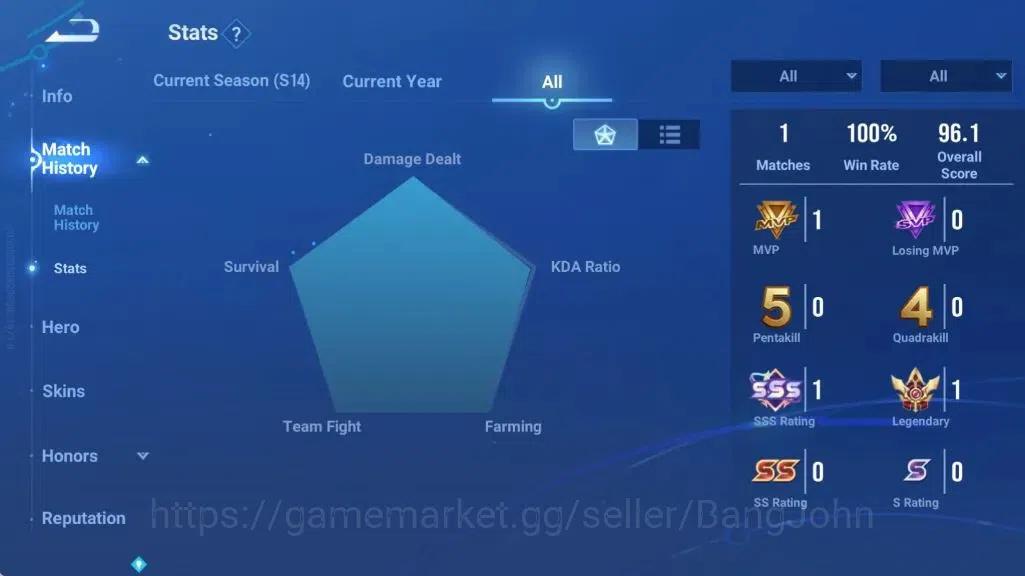 Honor of Kings Accounts Global | 16H 6S |Legend Angela, Rare LianPo, S1 Mu image 2