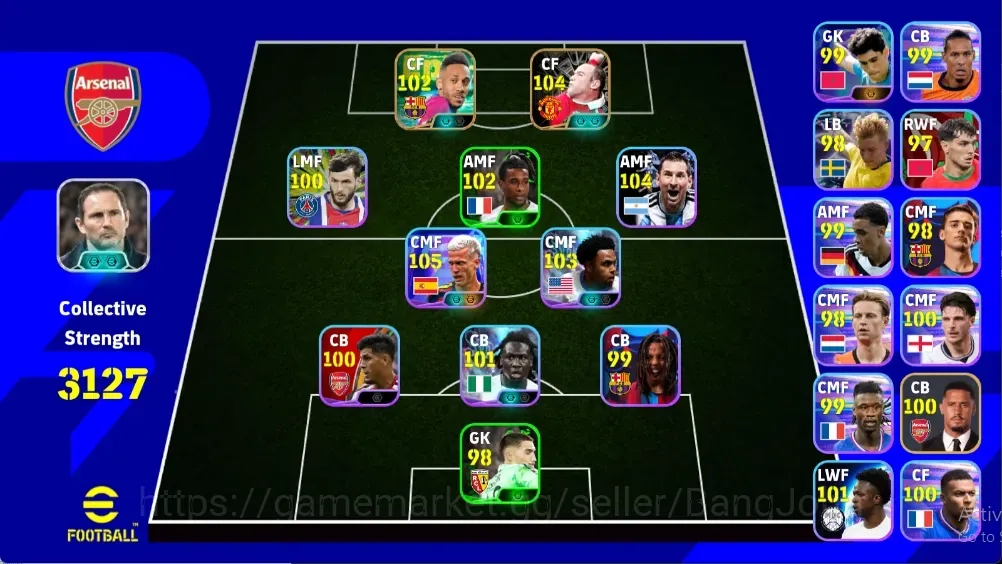 eFootball Accounts Meta Player Mobile|PW 3127|Epic Wayne Rooney,P.e. Aubamenyang|Shwt Dani Olmo,Weston Mckennie,Calvin 1