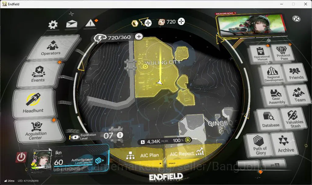 Arknights: Endfield Accounts ASIA|Mid-game Lv 60|3 limit+ 2 sign|Zhuang Fangyi( image 1
