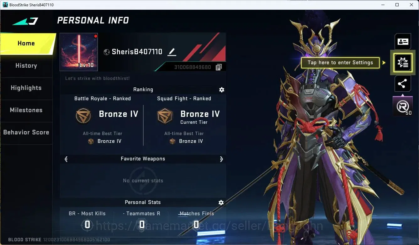 Blood Strike Accounts ASIA| ETERNAL ZERO-Odashadow, Voucher | BLEACH Eth image 1
