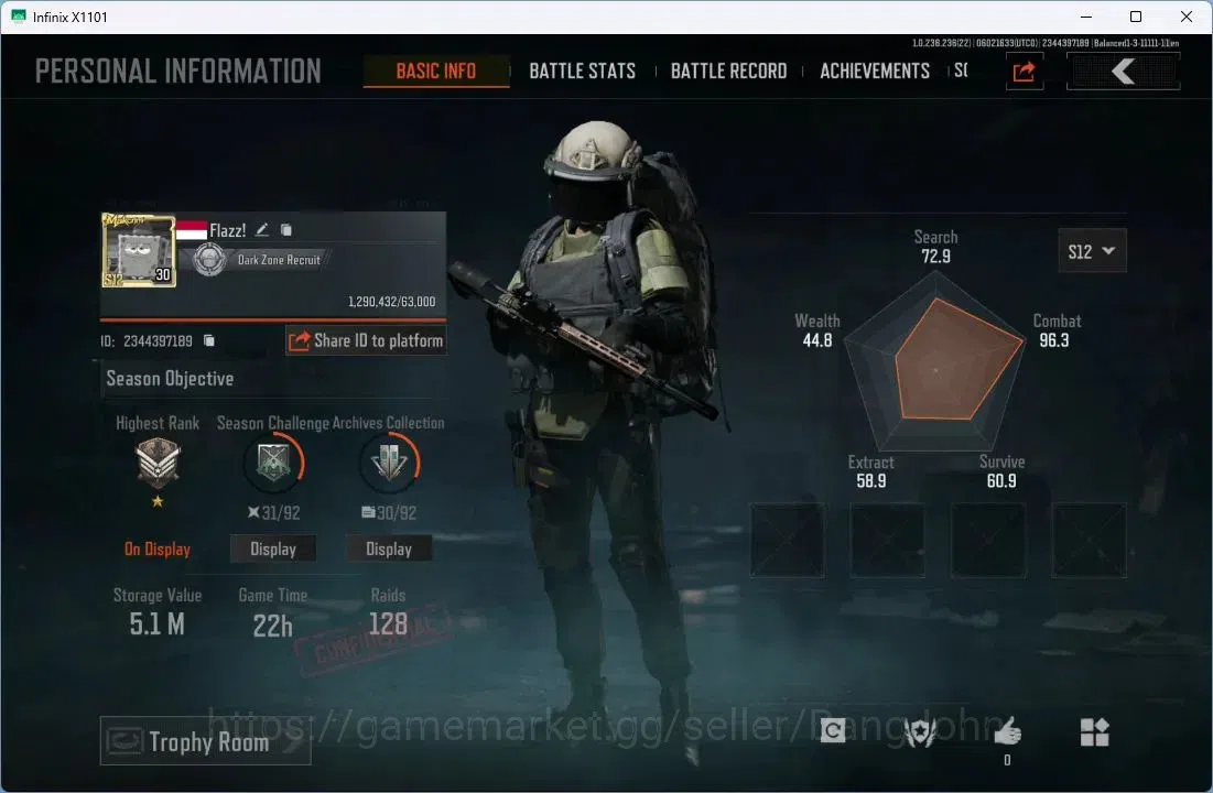Arena Breakout Accounts Mobile | LV 30 | SV 5.1 M | CV 2.349 M | AKM, LP M image 1