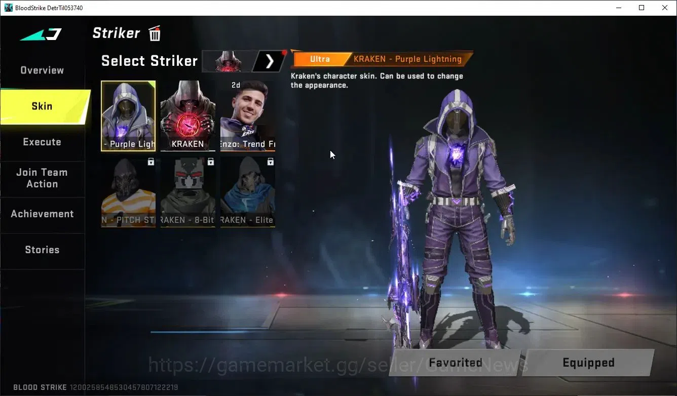 Blood Strike Accounts Others ASIA|3 ULTRA (VOLT-Pitch Strike Striker, KRAKEN-Purple Lightning Striker, M700-Iridian 4