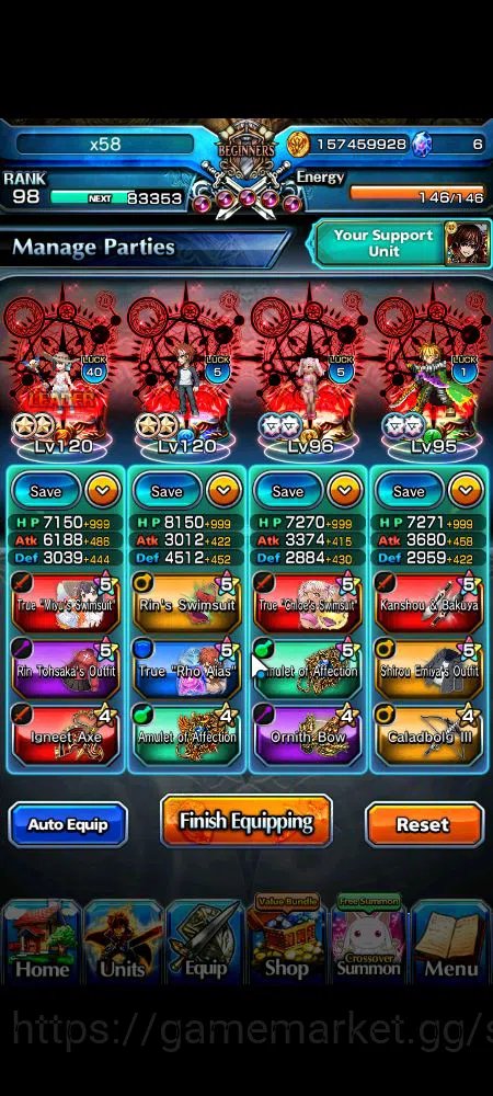 Grand Summoners Accounts Global|Rank 98|18 Ascend|EmiyaTW,Summer (MiyuTW,Lu image 3