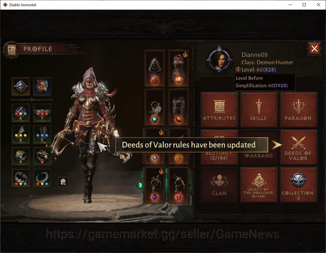 Diablo Immortal Accounts High-End SEA - Agronix|Change Server ON|Lv60(828)|Demon Hunter|CR 31k|Reso 285|Paragon 3