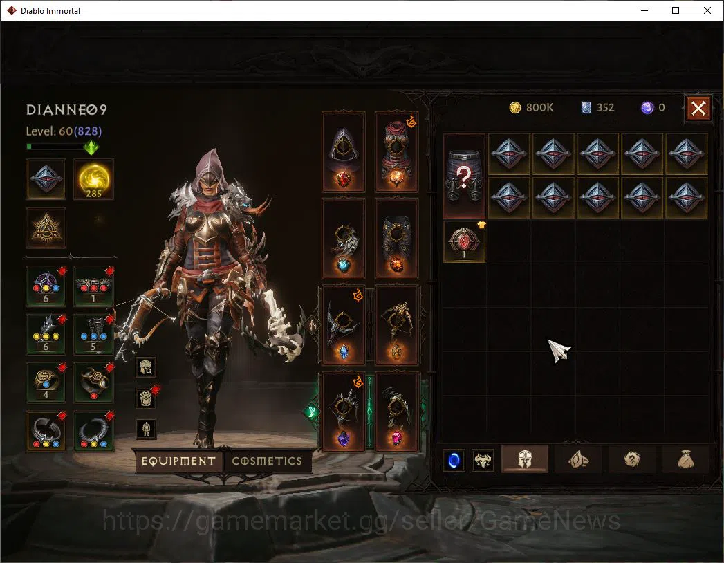 Diablo Immortal Accounts High-End SEA - Agronix|Change Server ON|Lv60(828)|Demon Hunter|CR 31k|Reso 285|Paragon 5