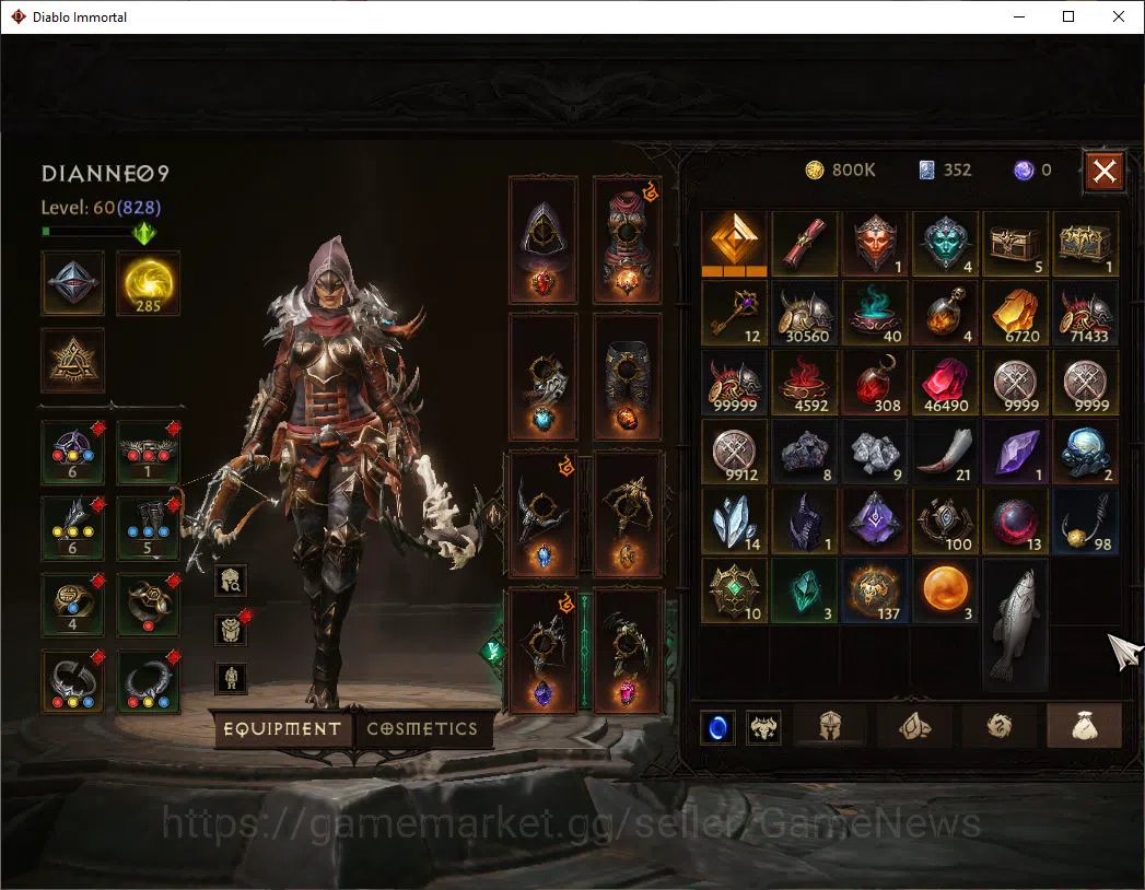 Diablo Immortal Accounts High-End SEA - Agronix|Change Server ON|Lv60(828)|Demon Hunter|CR 31k|Reso 285|Paragon 8