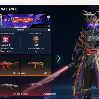 Blood Strike Accounts Collab Skin ASIA|2 Eternal Gun: MP7 Tidesong Lv.2|Eternal Striker|Ultra Melee: Lightblade|7 Collab