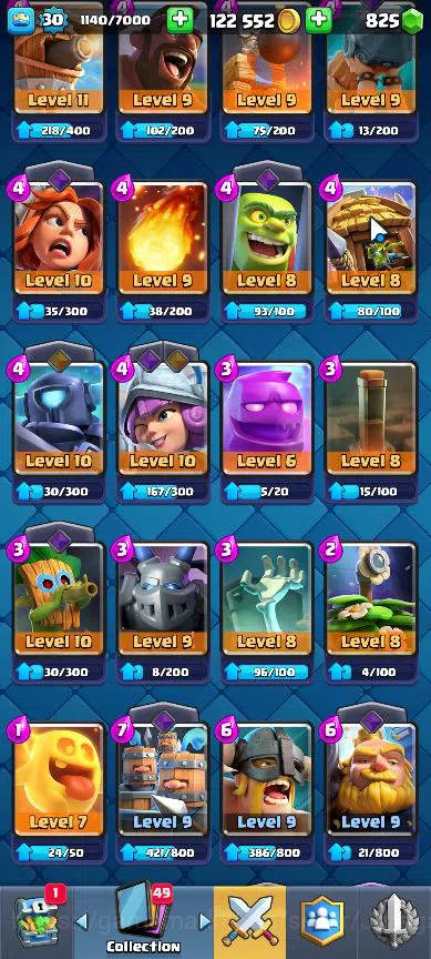 Clash Royale Accounts Midgame Lvl 30|Trophy 5057|KTL 11|Limited Skin|Card 103|1 Hero,5 EVO,13 Legend,31 Epic,30 Rare,29 10
