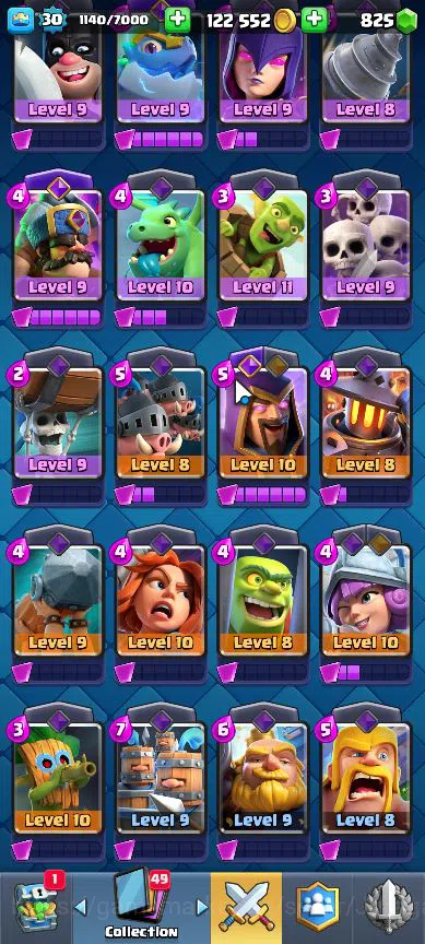 Clash Royale Accounts Midgame Lvl 30|Trophy 5057|KTL 11|Limited Skin|Card 103|1 Hero,5 EVO,13 Legend,31 Epic,30 Rare,29 5