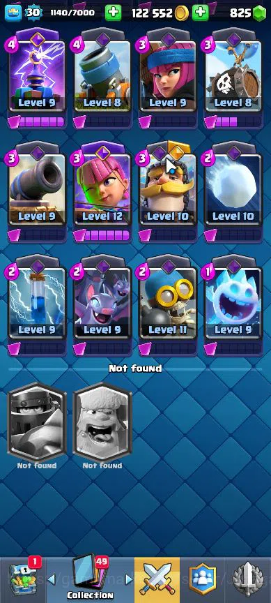Clash Royale Accounts Midgame Lvl 30|Trophy 5057|KTL 11|Limited Skin|Card 103|1 Hero,5 EVO,13 Legend,31 Epic,30 Rare,29 6