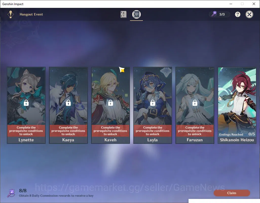Genshin Impact Accounts Mid Game ASIA|AR 56|4 limited + 2(*5Weapon)|Arlecchino,Neuvillette,FurinaC1,Skirk|2 skin|Mc 12