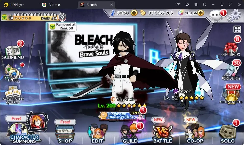 Bleach: Brave Souls Accounts Mid-Tier Global |5K BP+10K Orb|Mid Story|Yoruichi Christmas 24|Yhwach TYBW 26|Aizen 11th 1