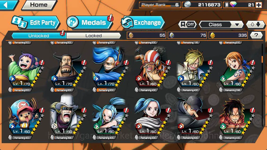 One Piece Bounty Rush Accounts Others GLOBAL | EX 5| king pirates Gold D roger, Four Emperor Marshal D teach, BP Kuzan, Gear 5