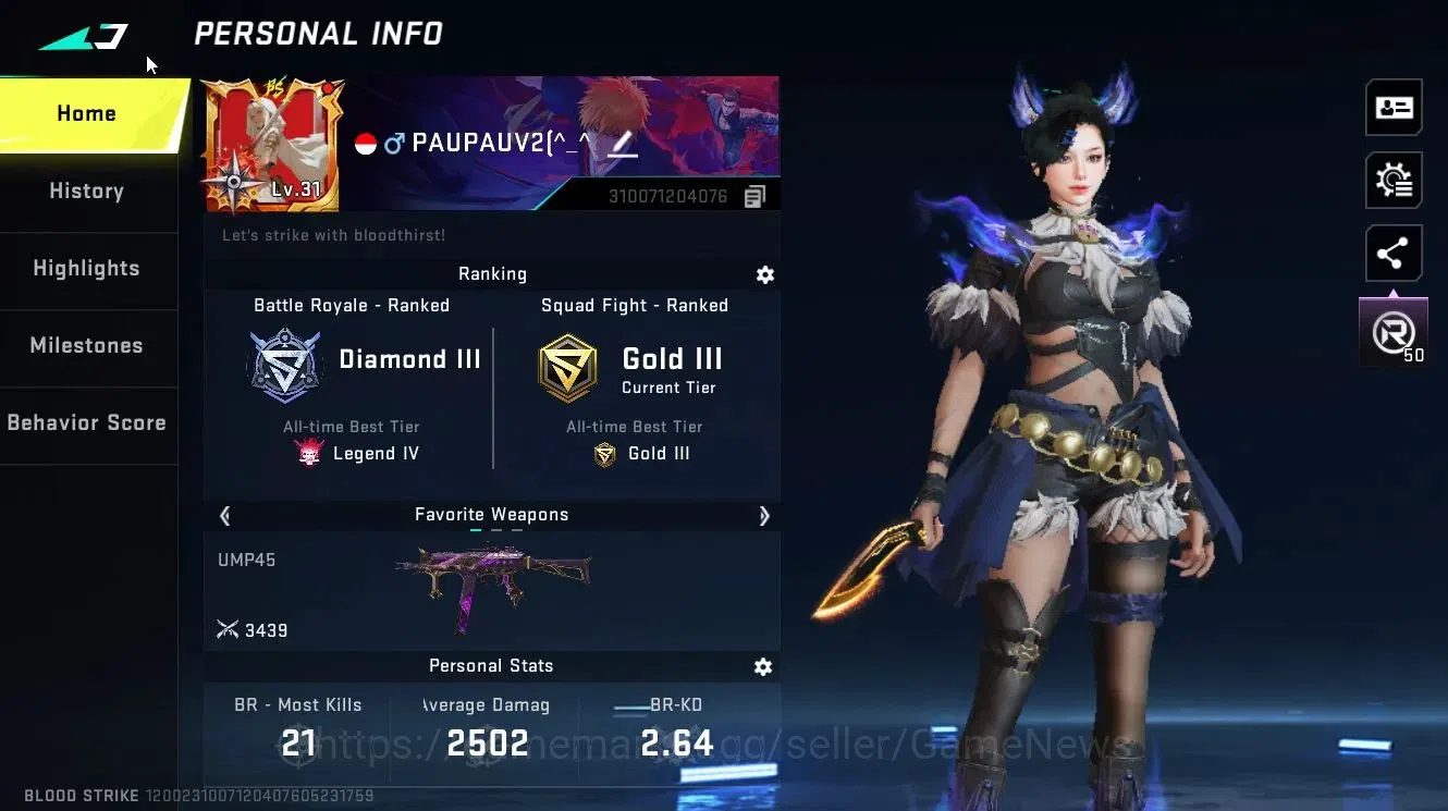 Blood Strike Accounts ASIA|ETERNAL DEagle-Scorpius|Melee KUKRI+ULTRA[RAN image 2