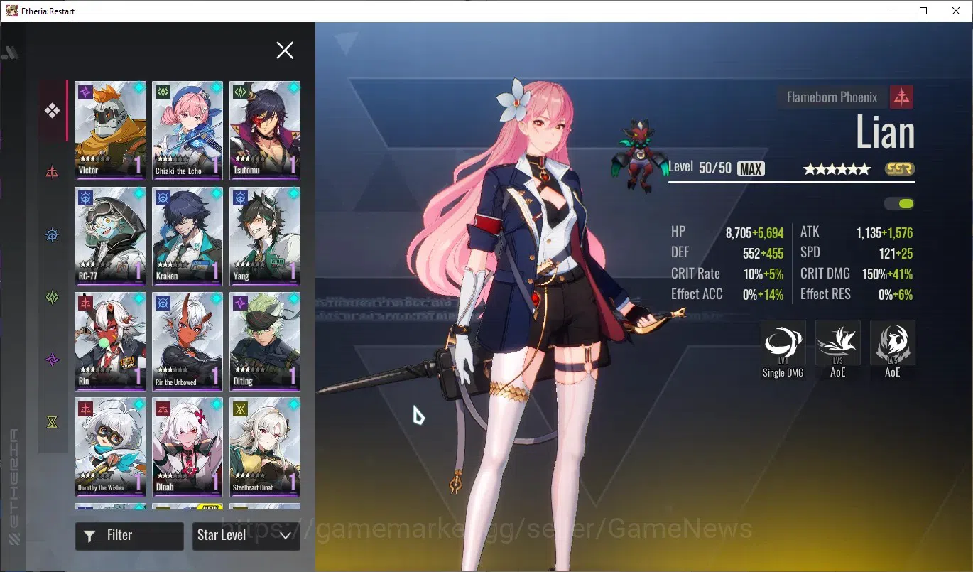 Etheria: Restart Accounts Mid‑Tier GLOBAL-S25|Lvl 35|15 SSR|[Lian,Plume,Kloss,Yeli,Lingluo,Mio,Cellince,Freya,Etc]|Apex 4