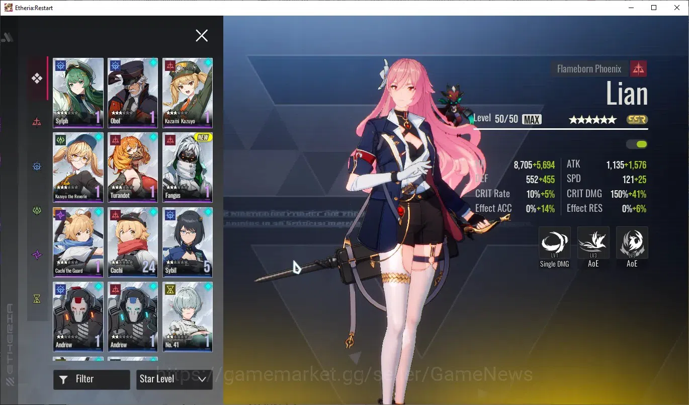 Etheria: Restart Accounts Mid‑Tier GLOBAL-S25|Lvl 35|15 SSR|[Lian,Plume,Kloss,Yeli,Lingluo,Mio,Cellince,Freya,Etc]|Apex 6